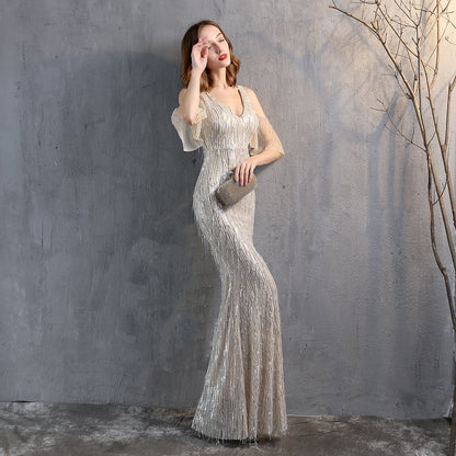 Sequin Tassel Fishtail Gown