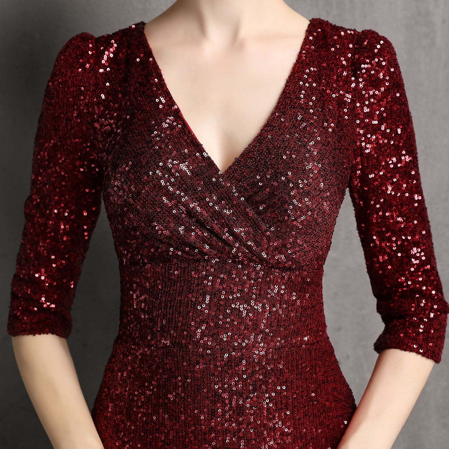 V-neck Mid-Length Formal Dress