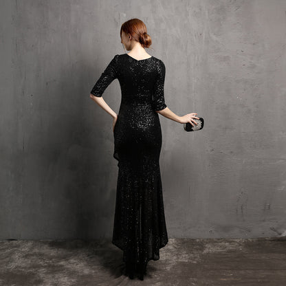 V-neck Mid-Length Formal Dress