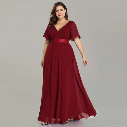 V-neck Chiffon Evening Dress