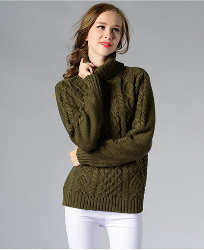 Turtleneck Long Sleeve Twisted Sweater