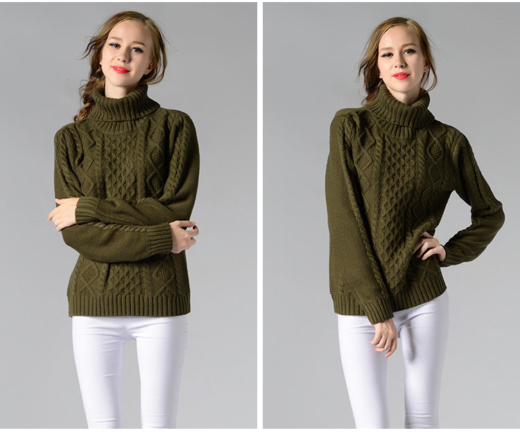 Turtleneck Long Sleeve Twisted Sweater