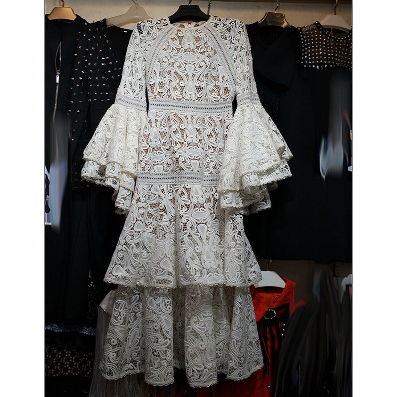 Abby Ruffled Lace Dress