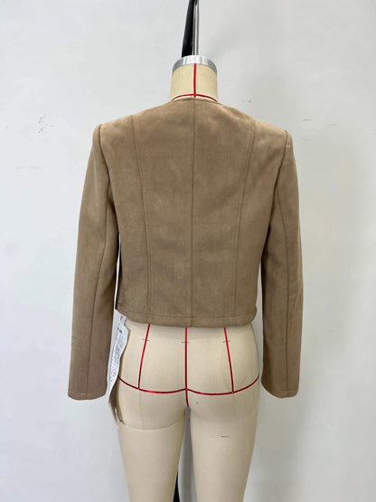 Camel Round Neck Jacket