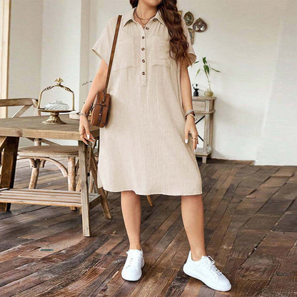 Casual Khaki Shirt Dress