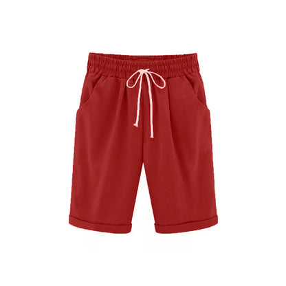 Cotton Elastic Waist Loose Boat Shorts
