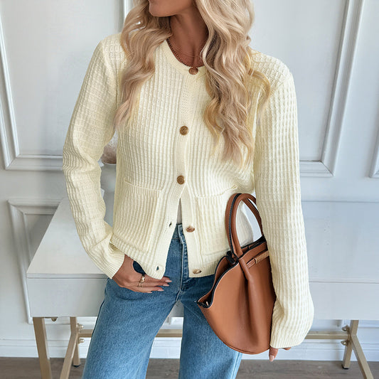 Ivory Waffle Cardigan