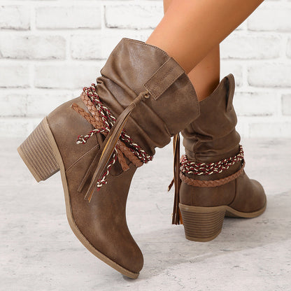 Brown Tassel Cowgirl Boots