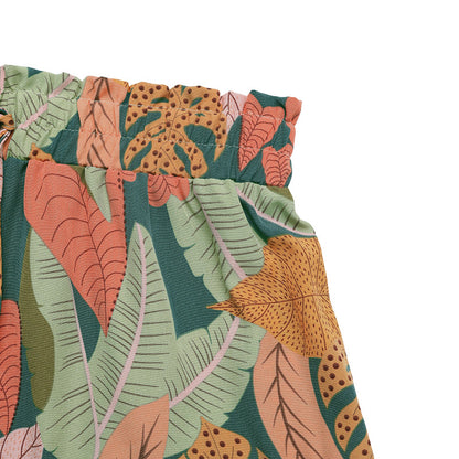 Tropical Floral Print Elastic Shorts