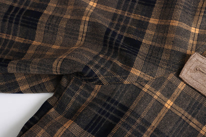 Double Sided Plaid Stitching Trench Coat