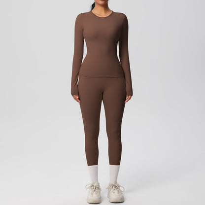 Long Sleeve Pocket Yoga Clothes Set