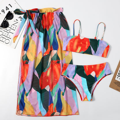 Colourful Three-Piece Bikini Set