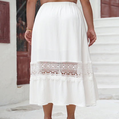 Curvy White Amy Cutout Skirt