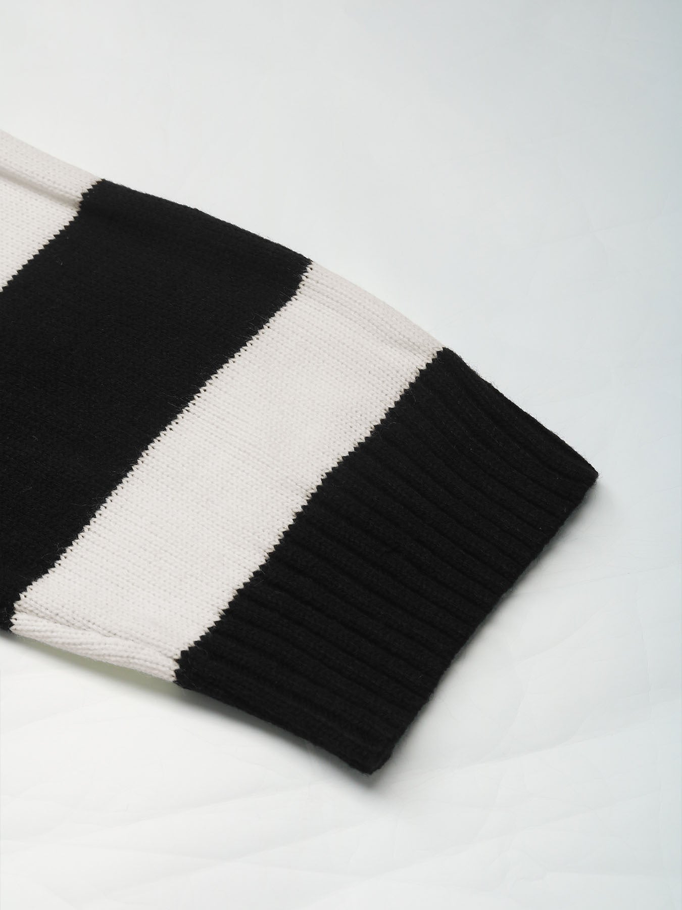Black Striped Collared Knitwear