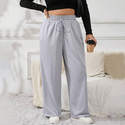 Drawstring Elastic Waist Straight Pants