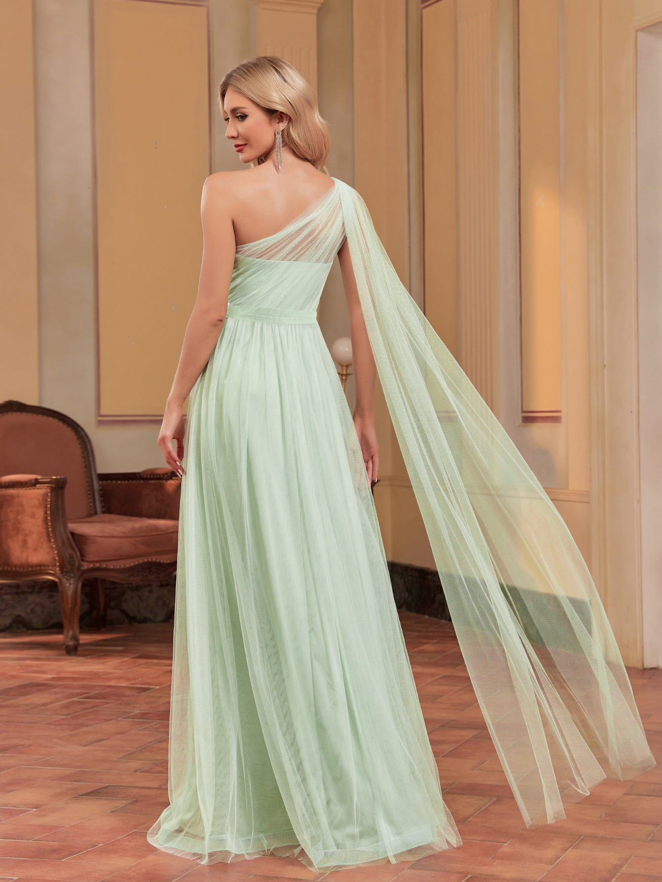 Seafoam Chiffon Maxi Dress
