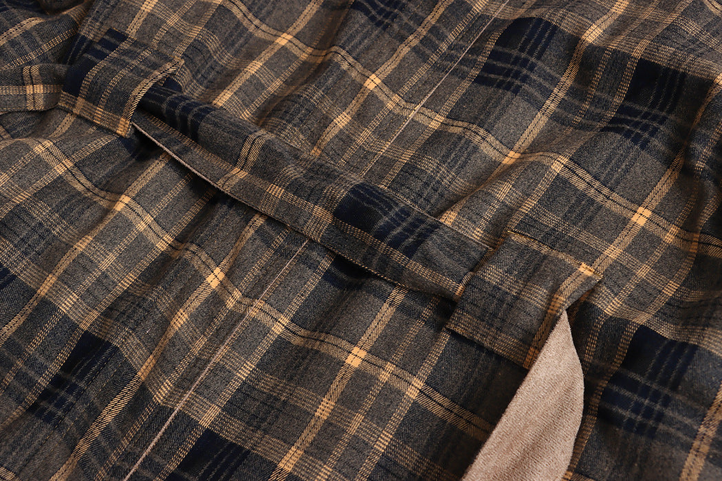 Double Sided Plaid Stitching Trench Coat