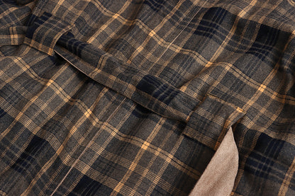 Double Sided Plaid Stitching Trench Coat