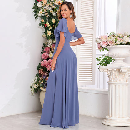 Blue Chiffon Evening Dress