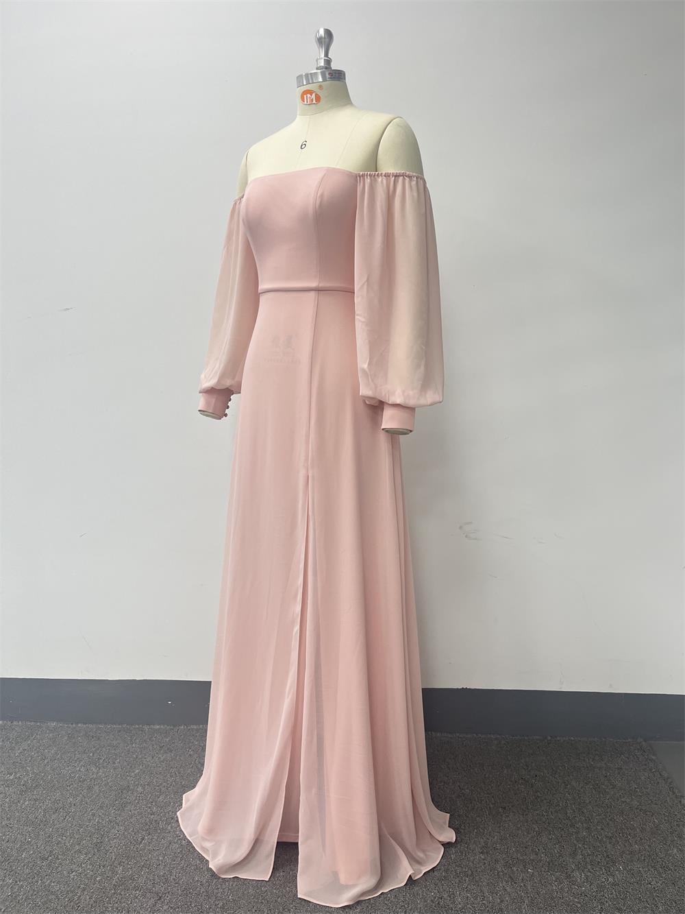 Pink A line Chiffon Dress