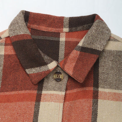 Sleeveless Collared Mid Length Plaid Vest