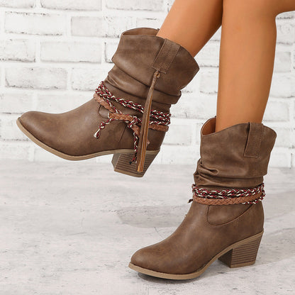Brown Tassel Cowgirl Boots