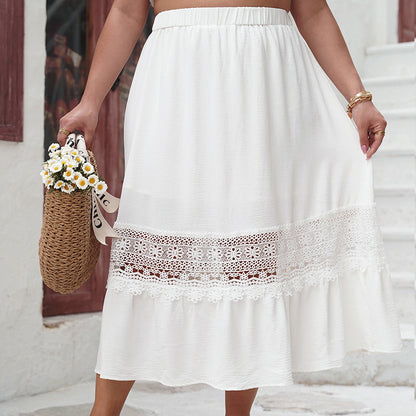 Curvy White Amy Cutout Skirt