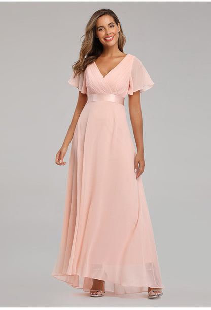 V-neck Chiffon Evening Dress