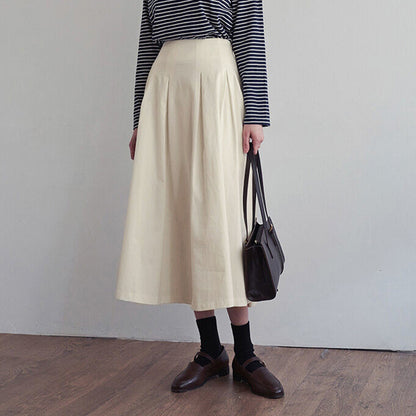 Pleated Apricot Cotton Skirt