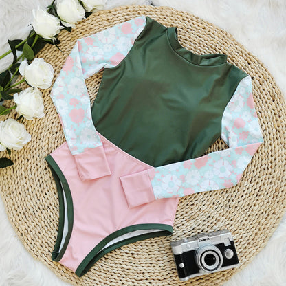 Patchwork Backless One-piece Swimsuit