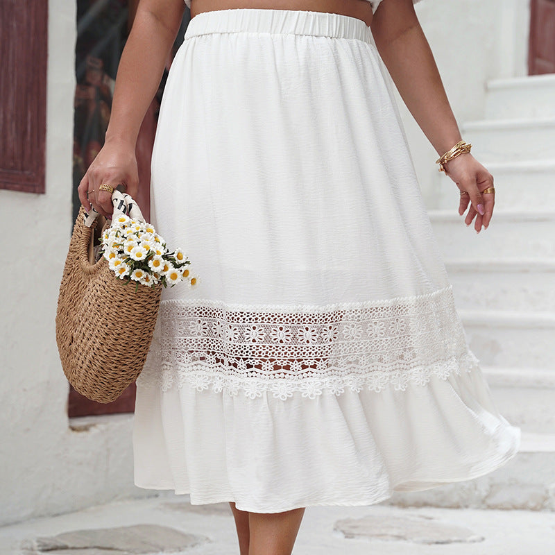 Curvy White Amy Cutout Skirt
