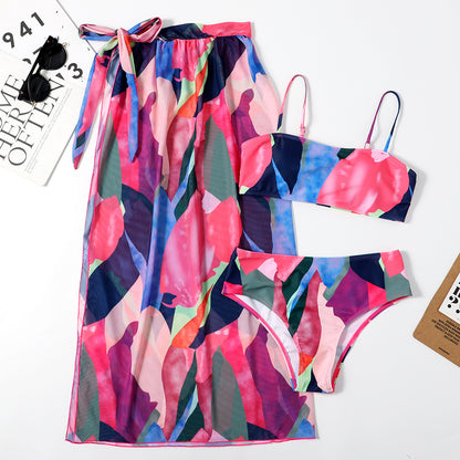 Colourful Three-Piece Bikini Set