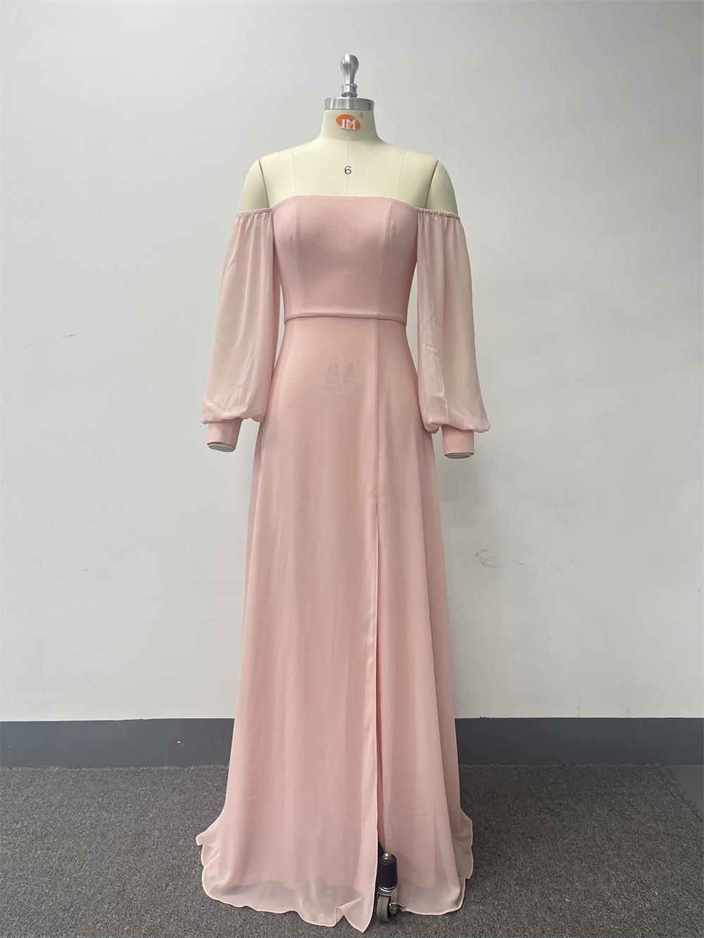 Pink A line Chiffon Dress