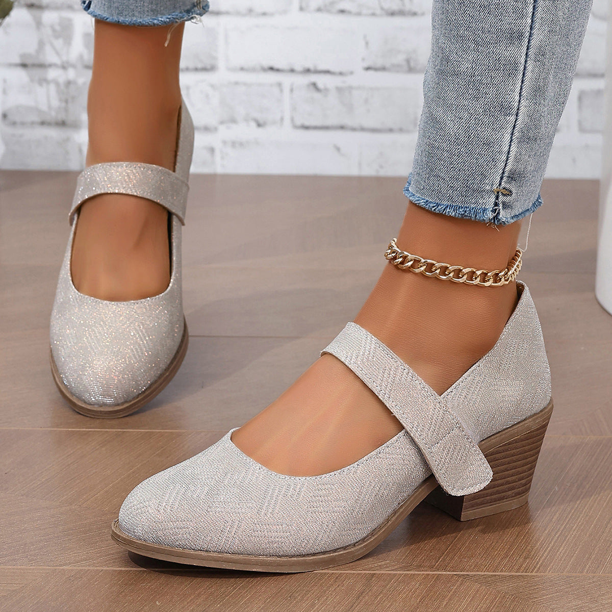 Khaki Mary-Jane Heels