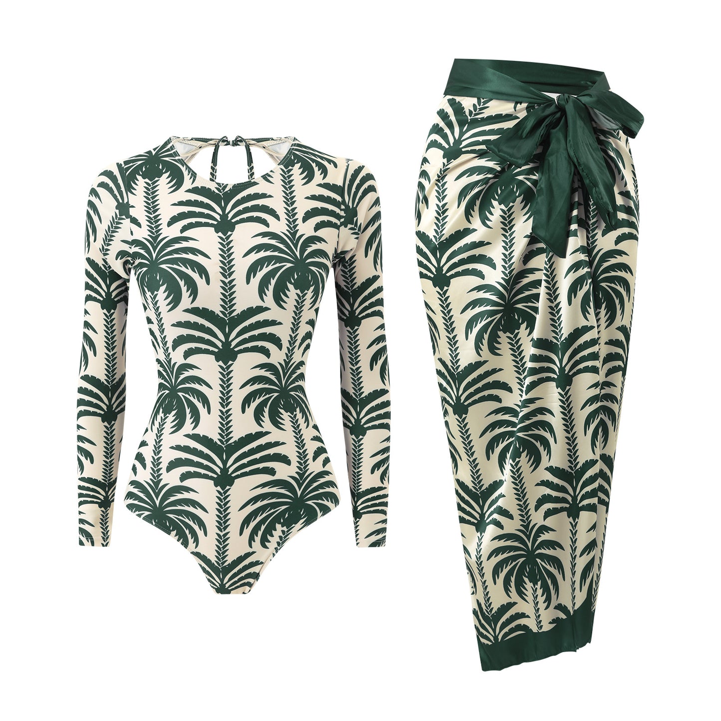 Coconut Print Long-Sleeved Two-Piece Set