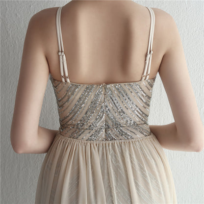 Beaded Halter Elegant Gown