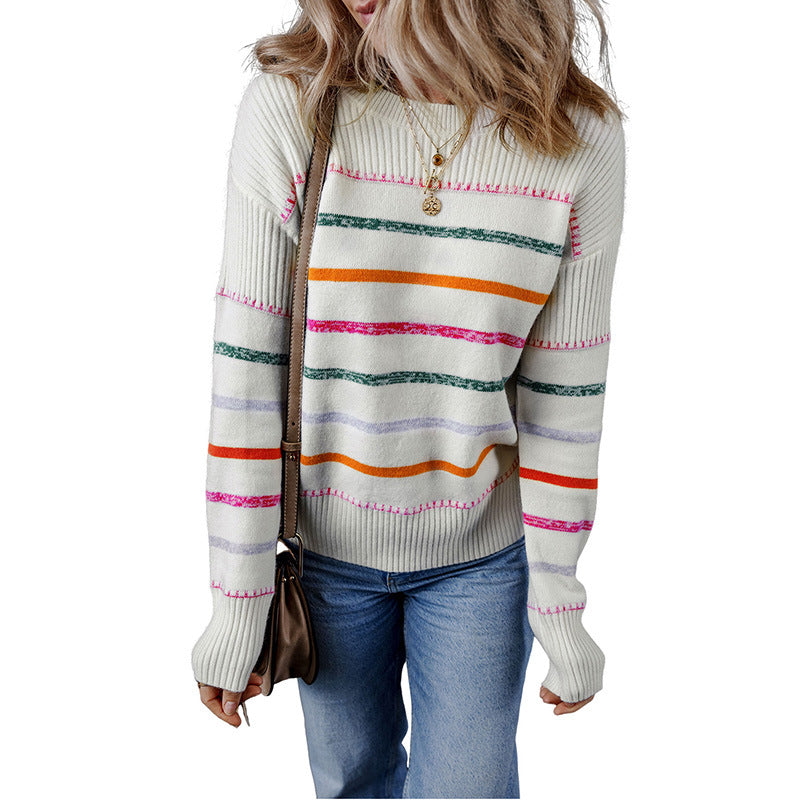 Round Neck Striped Sweater