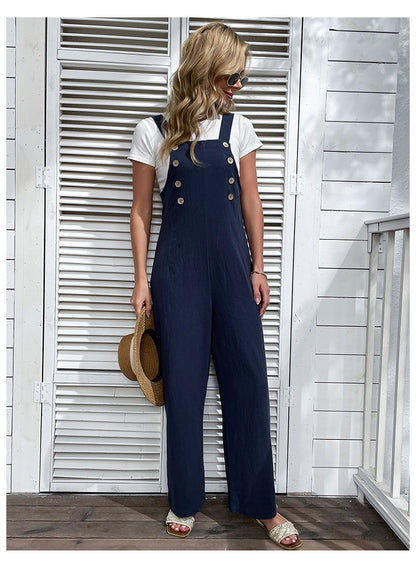 Navy Straight-Leg Overalls