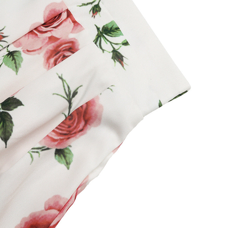 Rose Printed High Waist Skirt