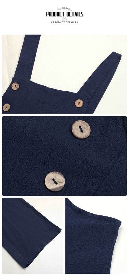 Navy Straight-Leg Overalls