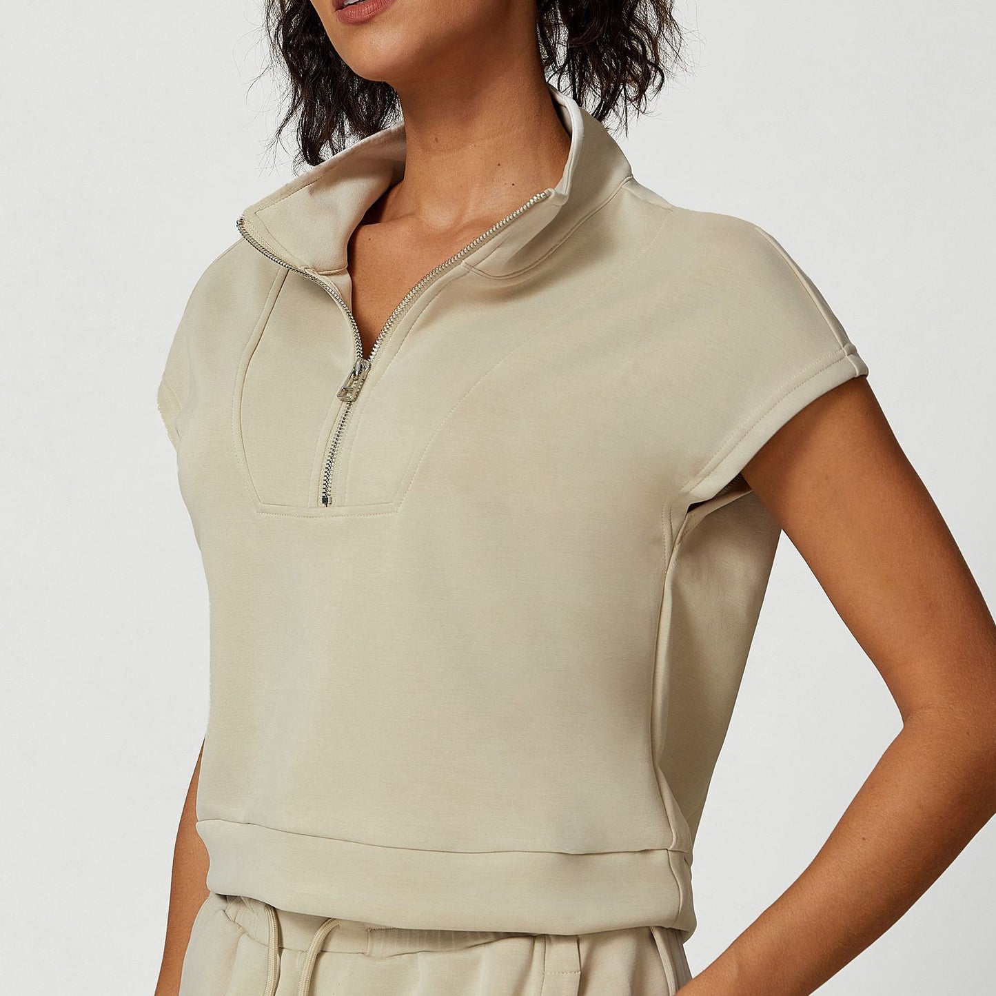 Stone Washed Half Zipper Shirt & Shorts