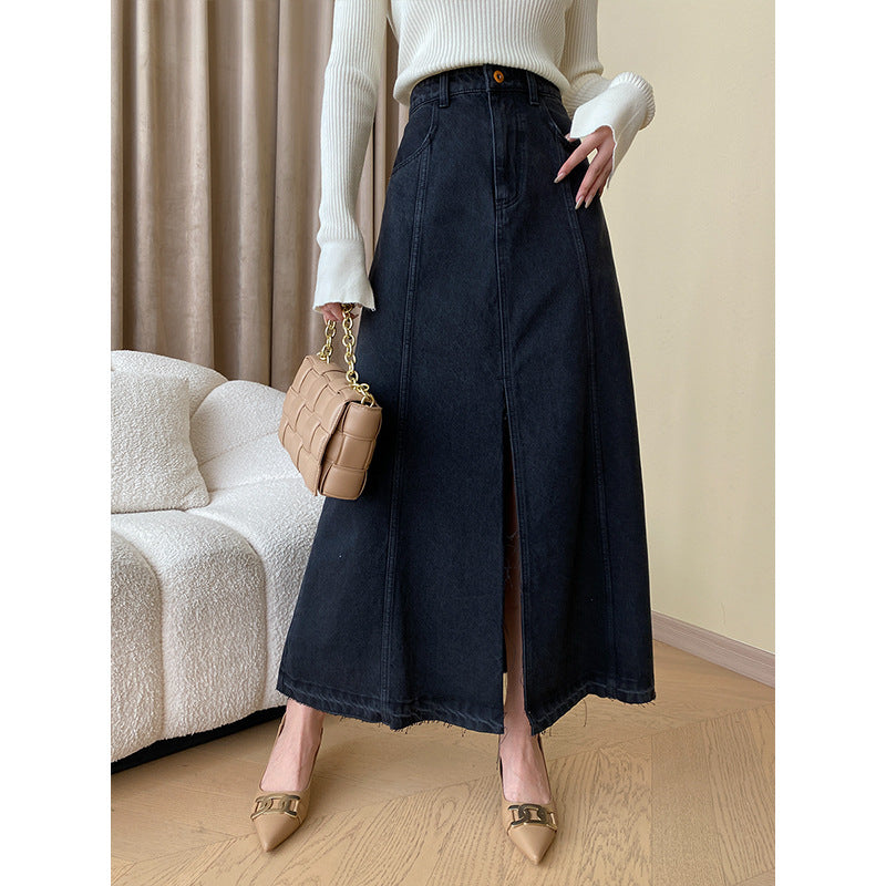 A line Denim Skirt