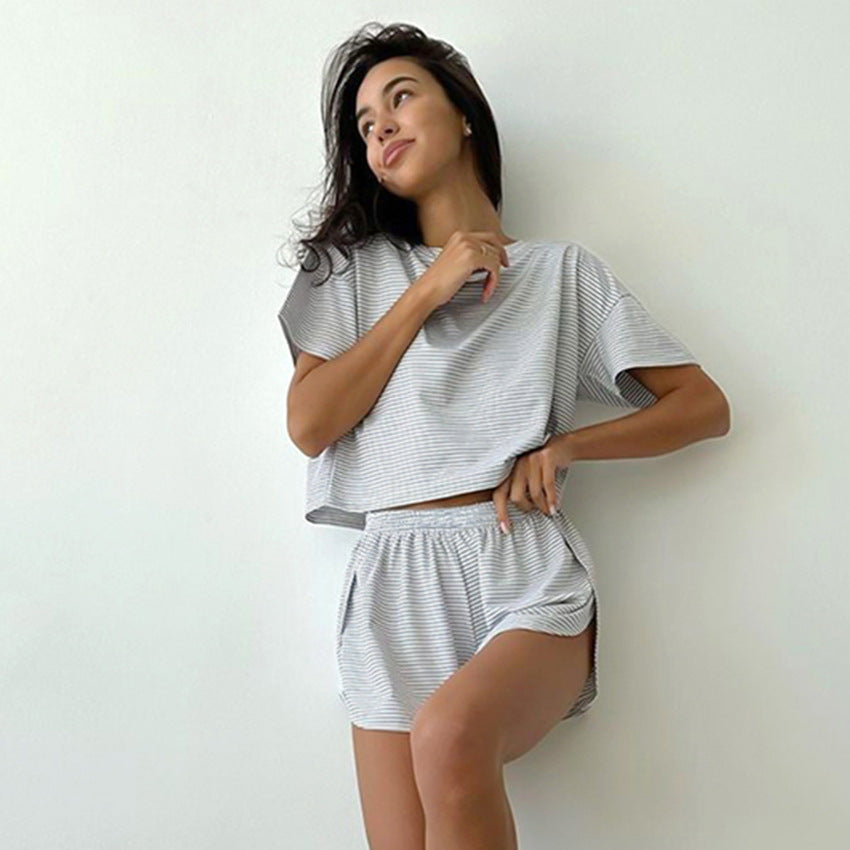 Carol Knitted Striped Pajamas Set