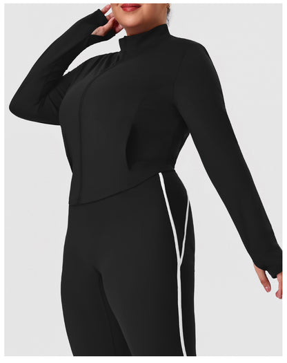 Stand Collar Coat & Pants Two Piece Sets