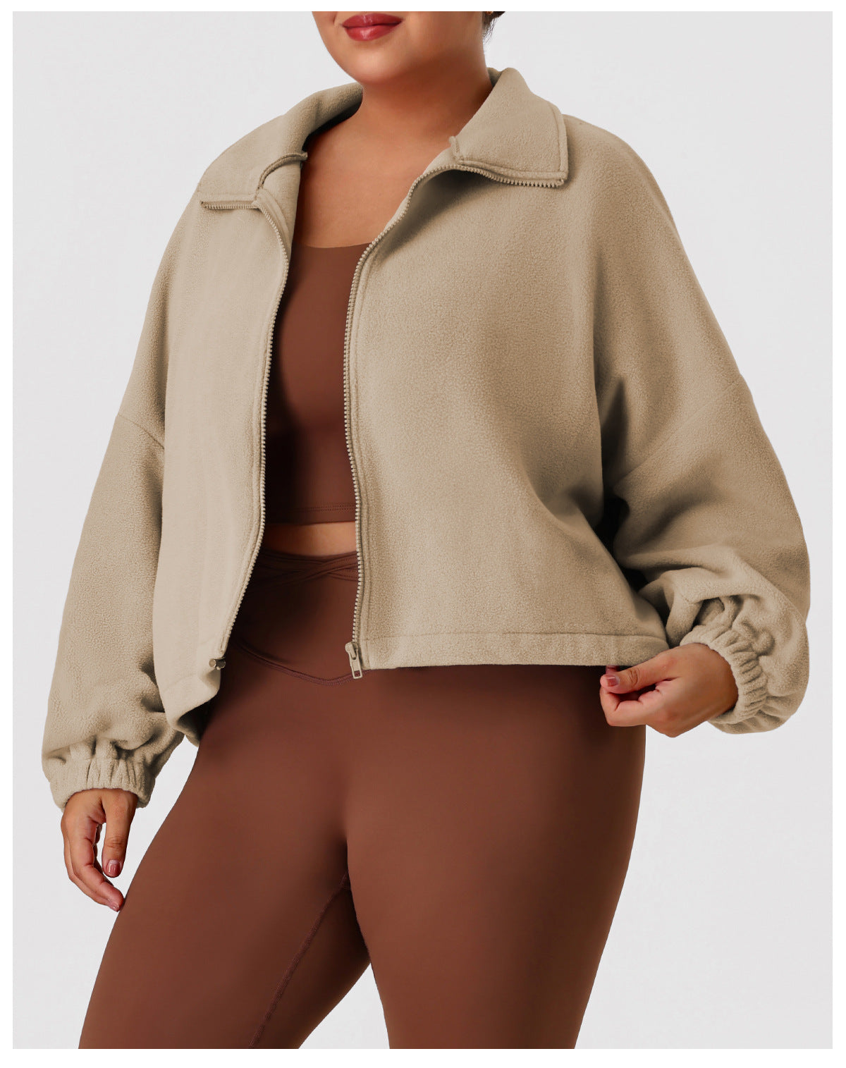 Cropped Sports Polar Fleece Sweater