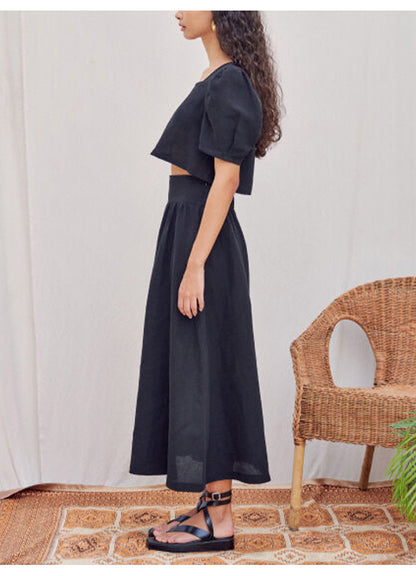 Breathable High Waist Linen Skirt