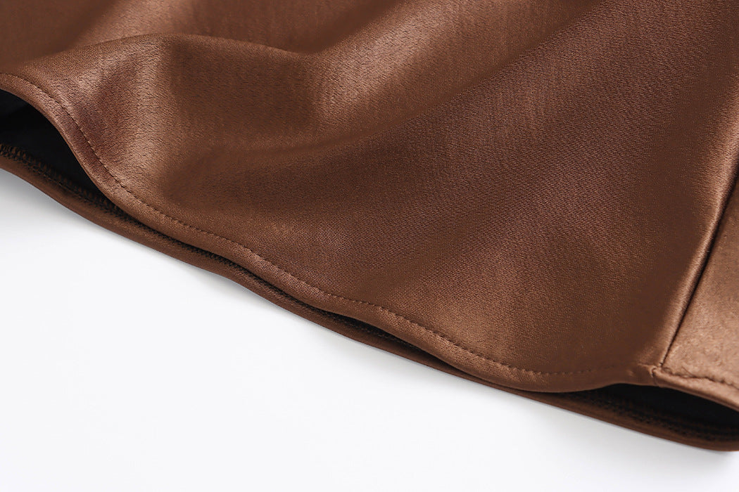 Fleece lined Satin Micro Fishtail Skirt