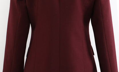 Angola Red Personality Collar Mid Length Blazer