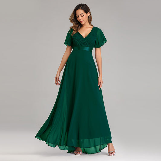 V-neck Chiffon Evening Dress