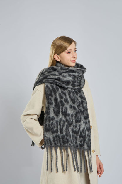 Leopard Print Tassel Scarf